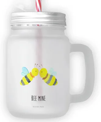 Produktbild von Mr. & Mrs. Panda Glas Biene Liebe - Transparent - Geschenk, Cocktailglas, mit deckel, Trinkglas, Schraubdeckel, Mason Jar