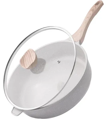 Immagine prodotto di Padella in Vetroceramica con coperchio, 30 cm, antiaderente, adatta per induzione, colore bianco