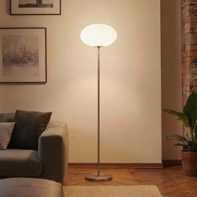 Produktbild von Lindby Stehlampe Sonika, 175 cm, nickelfarben, Glas, E27