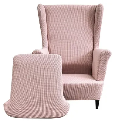 Image de Ensemble de 2 housses de fauteuil extensibles, de couleur rose