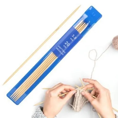 Image de Aiguilles à tricoter en bambou, 3,0 mm, 20 cm, lot de 5, pour chaussettes, bonnets, écharpes
