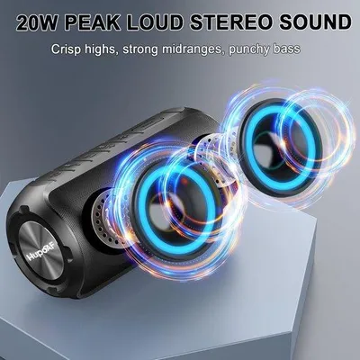 Obrázek produktu pro Bluetooth reproduktor se světelnými efekty, RGB, Bluetooth 5.3, přenosný reproduktor o výkonu 20W, vodotěsný (IPX7) - ideální pro party, pláž a cestování