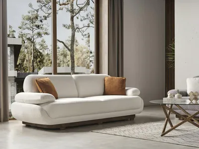 Produktbild von Wohnzimmer Sofa 3 Sitzer Design Textil Einrichtung Dreisitzer Sofa Couch Weiß