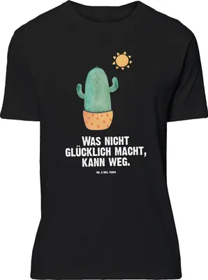 Produktbild von Mr. & Mrs. Panda Tshirt Kaktus Sonne - Schwarz - Geschenk, Kakteen, Glück, T-Shirt mit Spruch, in Übergröße, Oversize, Geschenkidee, Shirt, Liebeskummer, Trennung