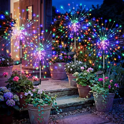 Solar-Gartenleuchten 4er-Set, 120 LEDs, bunt, wasserdicht