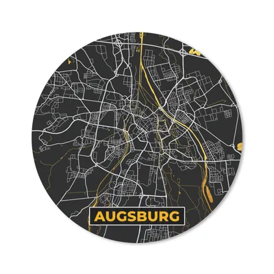 Produktbild von MuchoWow® Mauspad Mousepad Augsburg - Stadtplan - Karte - Deutschland - Gold 30x30 cm - Mousepads - Maus Mat - Pad - Mausunterlage - Tischunterlage - Schreibtischmatten