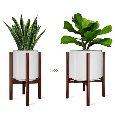 Produktbild von Bamworld Blumenständer, Blumenhocker, Pflanzenhocker, Rotbraun, Höhenverstellbar & Kippsicher, Für Verschiedene Blumentöpfe, Höhe 32 cm