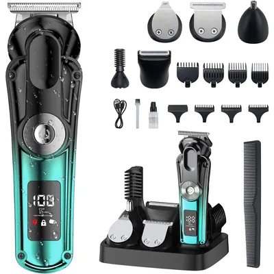 Produktbild von Haarschneider,6-in-1 Barttrimmer mit LED-Anzeige,Haarschneider Körperhaartrimmer Gesichtshaartrimmer,Wiederaufladbarer Nasentrimmer Präzisionstrimmer