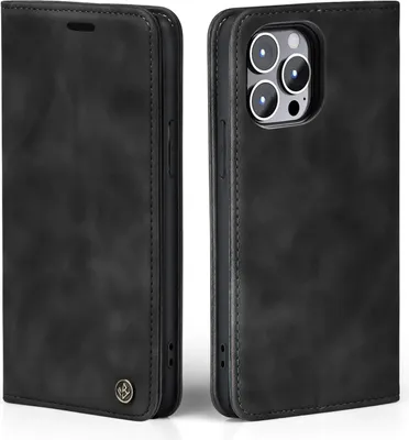 Produktbild von Handy Hülle für Apple iPhone 14 Pro Klapphülle Bookcase Flip Cover Handy Tasche Etui Farbe: Schwarz