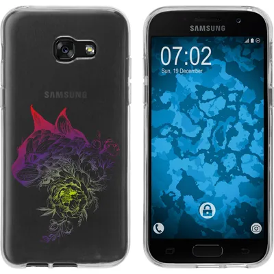 Produktbild von PhoneNatic Case kompatibel mit Samsung Galaxy A5 2017 Silikon-Hülle Floral Katze M2-5