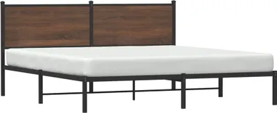 Obrázek produktu pro vidaXL Kovová postel bez matrace Hnědý dubový vzhled 160x200 cm