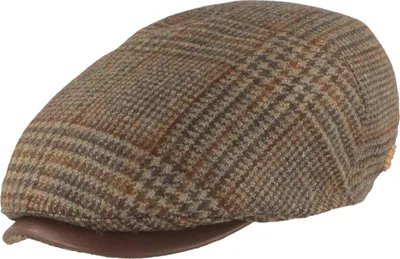 Imagen del producto de Michael Zechbauer: Elegante gorra plana de lana merino con ribete de cuero, color rojo, talla 56/M
