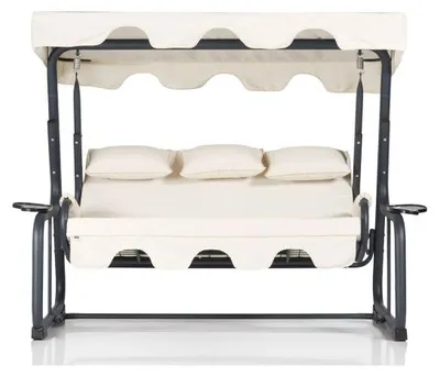 Image de Balancelle de jardin 3 places en métal et polyester multicolore 200 x 165 x 110 cm, charge 240 kg