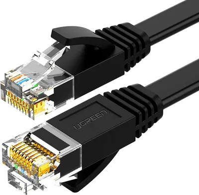 Produktbild von Ugreen 15 Meter Flachkabel Internet Netzwerkkabel Ethernet Patchkabel RJ45 Cat 6 UTP 1000Mbps Schwarz