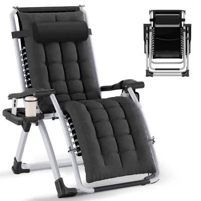 Produktbild von Arvioo Liegestuhl Klappbar, Sonnenliege Wetterfest, Belastbar 200kg, Relaxliege Ergonomisches Extra Breit Verstellbare Rückenlehne, Schwarz