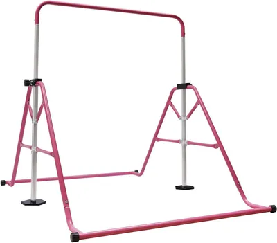 Produktbild von Turnreck für Kinder – Gymnastikstange für den Garten – Für Innen- und Außenbereich – Höhenverstellbar – Belastbarkeit: 100 kg – Rosa