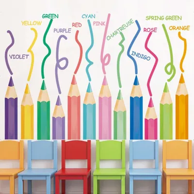 Produktbild von Muursticker "Educatief Bleistift" – Wandsticker für Kinderzimmer – Wanddekoration für Wohnzimmer – Wanddekoration für Schlafzimmer – Freundliches Vinyl – Einfach anzubringen