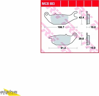 Produktbild von TRW Bremsbelagsatz MCB883 Tricity 125 SEC2