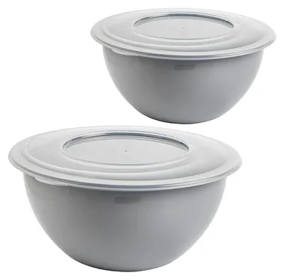 Produktbild von 2er Set Schüsseln 5 L – Serie THASSOS, mit transparentem Deckel