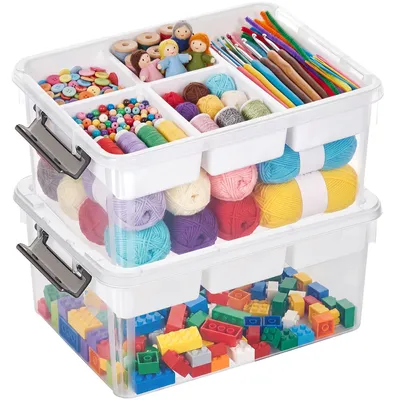 Aufbewahrungsbox mit Deckel, 3-teilig, 16 L, 2 Stück, Weiß