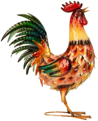 Produktbild von Hahn bunt Metallhahn groß 55cm Tierfigur Bauernhof Haus Hof Garten Dekoration