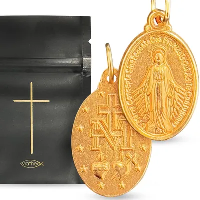 Imagen del producto de Medalla de la Virgen María, colgante de oro, joya religiosa, regalo para el bautizo