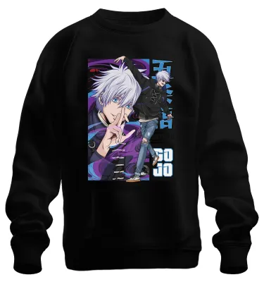 Immagine prodotto di Satoru Gojo Jujutsu Kaisen fan capelli bianchi occhi blu felpa unisex pullover, nero, S