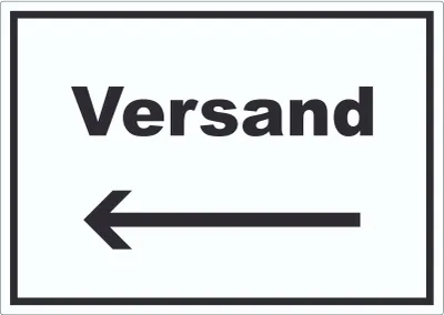 Produktbild von Versand Aufkleber mit Text und Richtungspfeil links Lieferung shipping waagerecht A0 (841x1189mm)