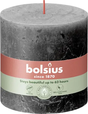 Produktbild von Bolsius Rustik Stumpenkerze stürmisches grau, Höhe: 10 cm, Ø 10 cm