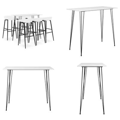 Imagen del producto de vidaXL, juego de 7 piezas en blanco – Juego de bar – Juegos de bar – Mesa de bar con taburetes – Mesas de bar con taburetes