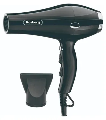 Obrázek produktu pro Fén Rosberg Premium RP51100T, 2000 W, 2 rychlosti, 3 úrovně, Studený vzduch, Koncentrátor, Černá