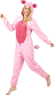 Immagine prodotto di Costume da maiale divertente per donna rosa-rosa - taglia unica