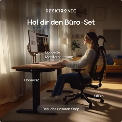 Zdjęcie produktu dla Desktronic HomePro biurko z elektryczną regulacją wysokości 200x80cm czarny/orzech z funkcją pamięci, technologią antykolizyjną, portami ładowania USB-A i USB-C