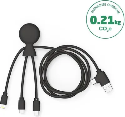 Image de Cable MrA+C/mUSB+USBC+MFI 1m reyclé Noir