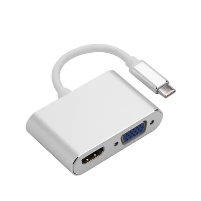 Immagine prodotto di HUB 2 in 1 da USB 3.1 Tipo C a HDMI 4K, VGA per Samsung, Mackbook, argento