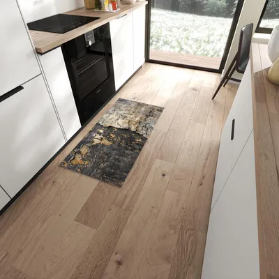Produktbild von Küchenläufer 60 x 120 cm Braun rutschfest & waschbar – Küchenteppich Bröckelnder Putz PVC Teppichläufer Küche