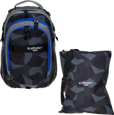 Produktbild von Rucksack 2 Teile Set Elephant Hero Signature Schulrucksack mit Turnbeutel 12770 Cyber Camo Blau rt