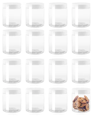 Obrázok produktu pre Omgoods - Plastové nádoby 500 ml - 16 kusov - Okrúhle, prázdne nádoby - Opakovateľne použiteľné, priehľadné nádoby - Bezpečné skladovanie - Odolný plast - Skladovacie nádoby