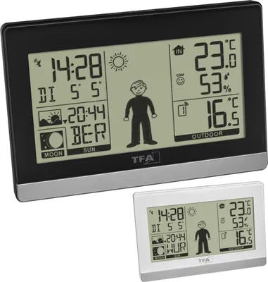 Produktbild von TFA-Dostmann 35.1159, Weiß, Innen-Hygrometer, Innen-Thermometer, Außen-Hygrometer, Außen-Thermometer, Hygrometer, Thermometer, Kunststoff, 20 - 95%, -9,9 - 50 °C