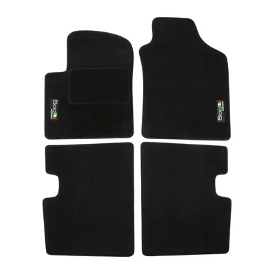 Image de Logo Tapis De Sol Noir Velours Sur Mesure Pour Fiat 500 2007-2015 4pcs, Base Antidérapante, Tapis conducteur renforcé