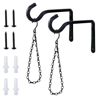Produktbild von 2er-Set 14,5 cm Wandhaken für Blumenampeln, Pflanzenhalterung aus Eisen zum Aufhängen von Pflanzen im Freien, Pflanzenwandhaken, Laternenhaken