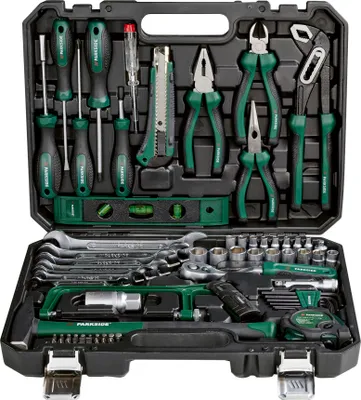 Produktbild von PARKSIDE Werkzeugkoffer Werkzeugkiste Werkzeugbox Set 95-teilig 40x30x8 cm