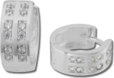 Produktbild von SilberDream Creolen für Damen 925 Silber weiß Zirkonia Ohrringe 14mm SDO381W