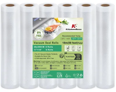 Produktbild von KitchenBoss Vakuumierbeutel 6 Rollen Vakuumierfolie:28x300cm Profi-Folienrollen