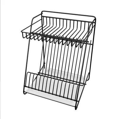 Productafbeelding van Afdruiprek 25,5x30, 2 lagen, zwart. Inclusief afdruiprek en afdruipbak, geschikt voor de keuken en borden