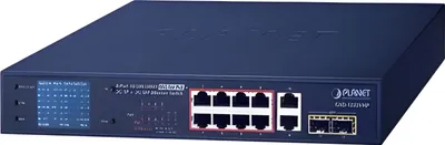 Immagine prodotto di PLANET 8-Port 10/100/1000T 802.3at PoE + 2-Port GE + 2x SFP
