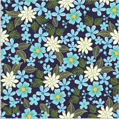 Produktbild von MuchoWow® Poster Blumen - Blätter - Blau 75x75 cm - Wand Dekoration