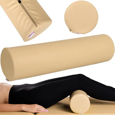 Obrázek produktu pro Habys polohovací válec, plný válec, krční polštář, polohovací polštář, krční válec, kolenní válec pro masáže a terapii, fitness válec, 15x60cm béžový