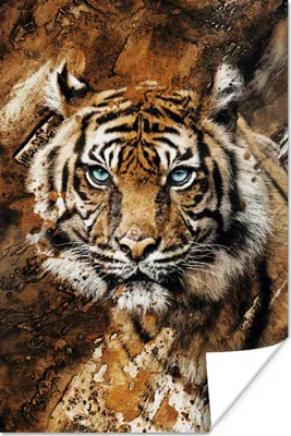 Produktbild von MuchoWow® Poster Tiger - Gemälde - Kopf 120x180 cm - Kunstposter