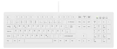 Produktbild von Contour Design Active Key Contour ClassicClean Medizinische Tastatur IP68 Full-Size Kabelgebunden Weiß DE C8100, Volle Größe (100%), Kabelgebunden, USB, Scherenschalter, QWERTZ, Weiß